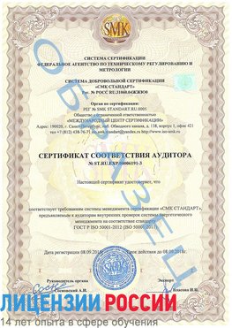 Образец сертификата соответствия аудитора №ST.RU.EXP.00006191-3 Красный Яр Сертификат ISO 50001